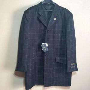 Vtg. early 80s NWT Gianni Veroni black square pin stripes Blazer,46W40 Regular